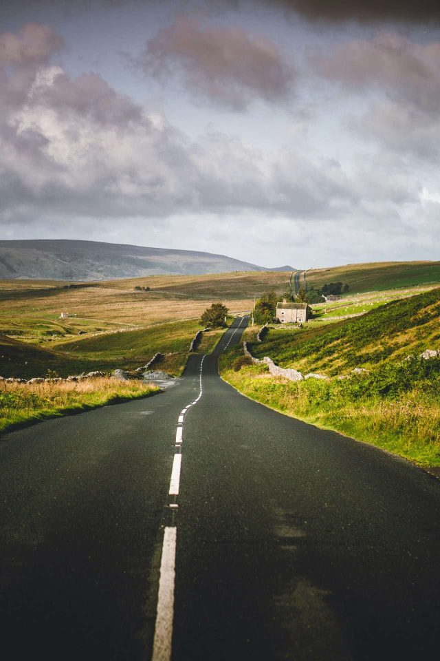 Yorkshire road leading to hills