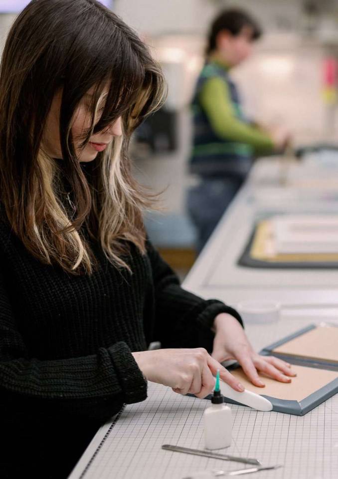 Females in the Folio workshop working on female only orders