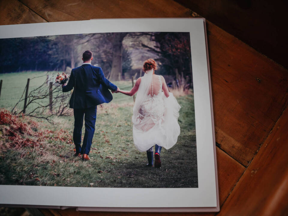 A wedding album of wedding photographs