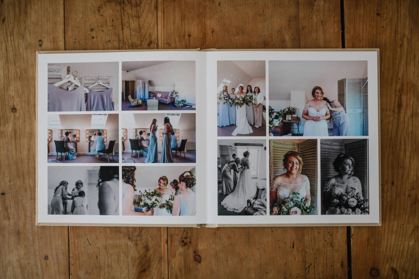 fine art wedding album layout of bridal images 