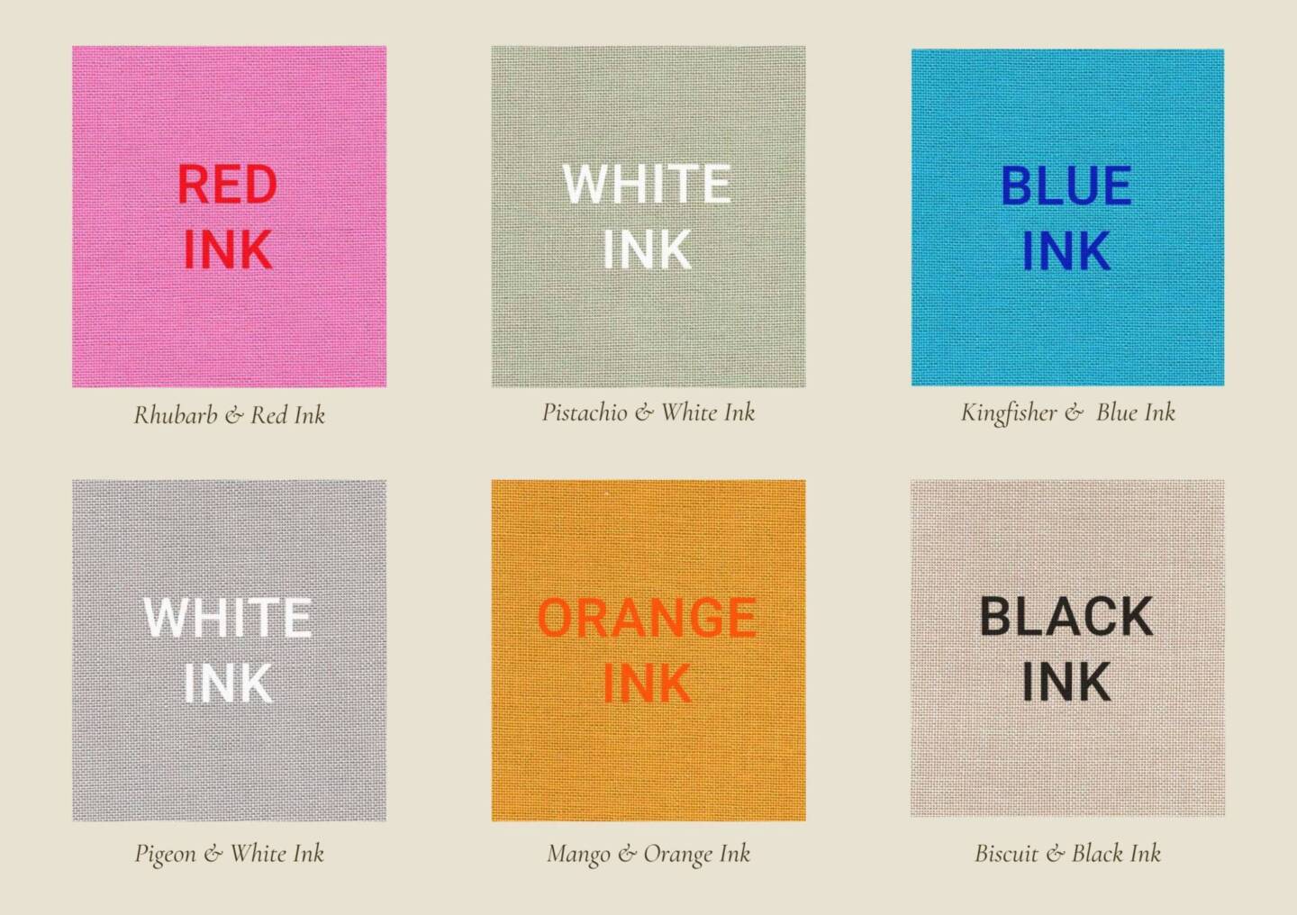 a document showing different colour combinations for luxury coffee table book 